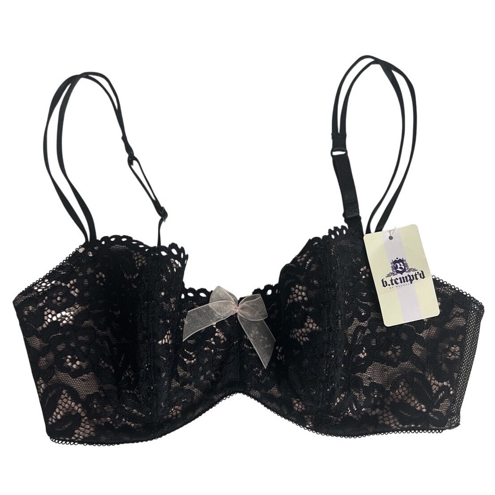 b.tempt'd Bra Size 32DD Ciaoโ Bella 953144 Balconette Lace Bow Night Black G36
